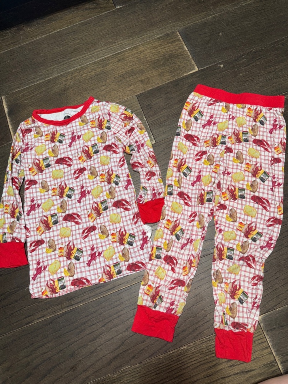 Kids Red Plaid Bamboo Pajama Set